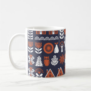 Vintages Muster skandinavischer Folklore Kaffeetasse