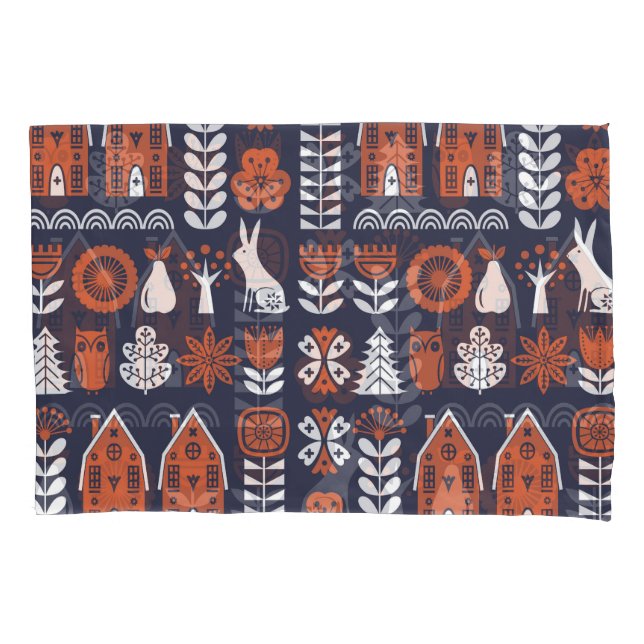 Vintages Muster skandinavischer Folklore Kissenbezug (Vorderseite)