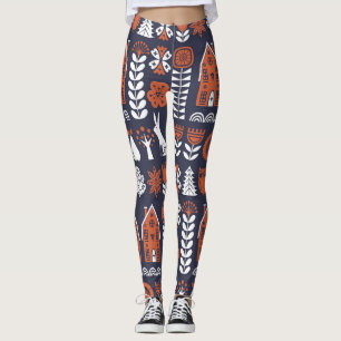 Vintages Muster skandinavischer Folklore Leggings