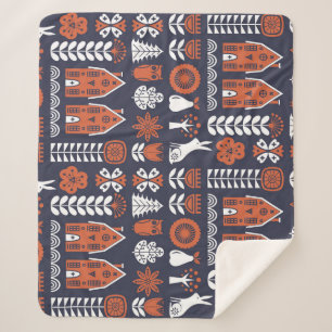 Vintages Muster skandinavischer Folklore Sherpadecke