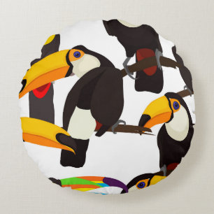 Vintages Muster tropischer Toucan Birds Rundes Kissen