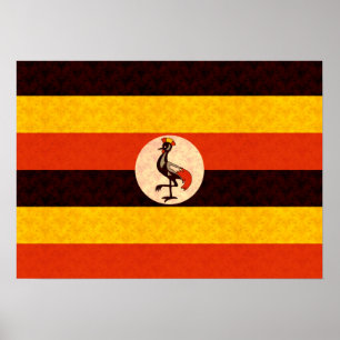 Vintages Muster Ugandan-Flagge Poster