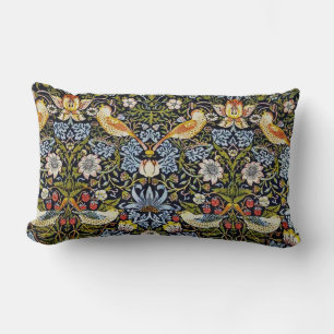 Vintages Muster Vögel Frucht Blaues Grün Rot Lendenkissen