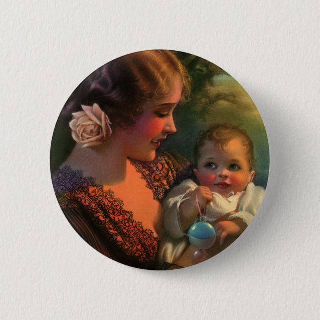 Vintages Muttertagportrait, Mama und Baby Button (Vorderseite)