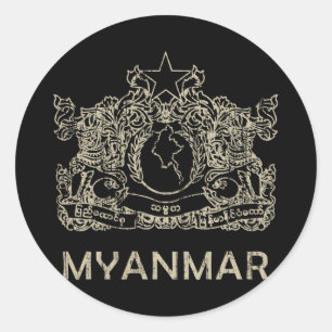 Vintages Myanmar Runder Aufkleber