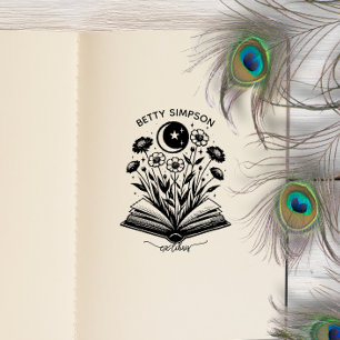 Vintages Mystic book Custom ex libris Briefmarke H Permastempel