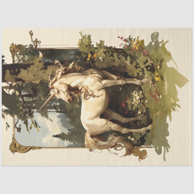 Vintages Mystical Unicorn Seidenpapier (Vorderseite)