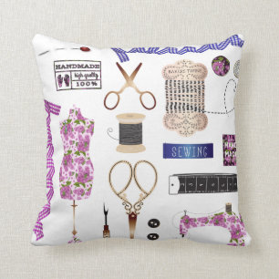 Vintages Nähen und Seamstress-Dekor Kissen