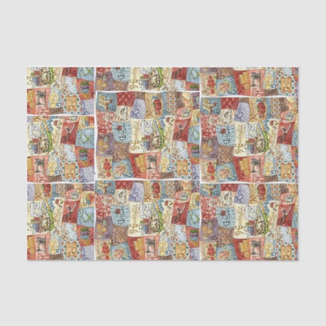 Vintages Nähen von Gewebepapier Seidenpapier (Vorderseite)