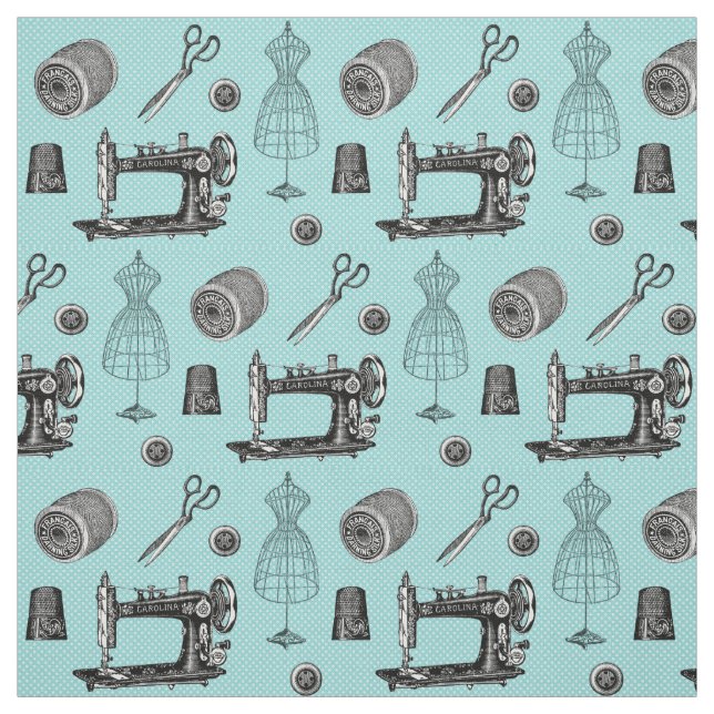 Vintages nähendes Aqua-Gewebe Stoff (Muster)