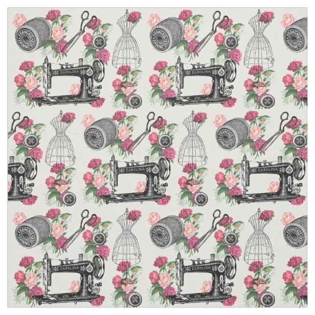 Vintages nähendes rosa Rosen-Gewebe Stoff (Muster)