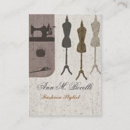 Vintages Nähmaschine-Handwerks-Mode-Mannequin Visitenkarte