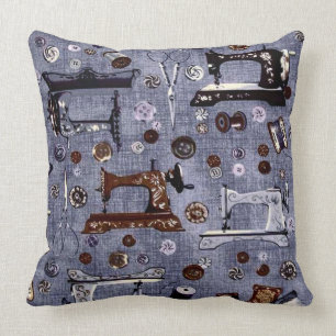 Vintages Nähmaschine-Näherinthrow-Kissen Kissen