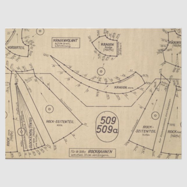Vintages Nähmuster I Seidenpapier (Vorderseite)