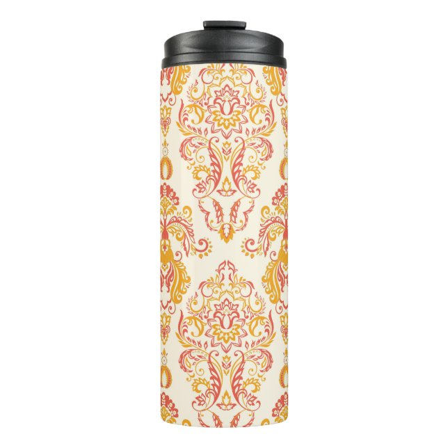 Vintages, nahtloses, blumenfreies Pflaster. Klassi Thermosbecher (Vorderseite)