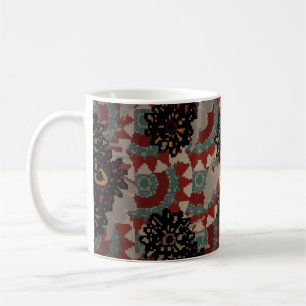 Vintages, nahtloses Blumenmuster. Rot, Beige und g Kaffeetasse
