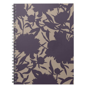 Vintages, nahtloses Blumenmuster. Silhouetten Notizblock