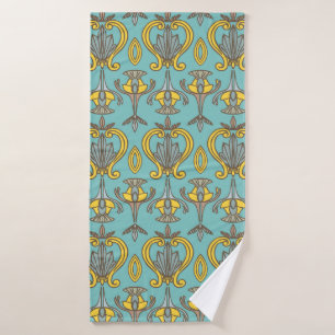 Vintages Nahtloses Jugendstil-Muster. Vintage Wand Badehandtuch