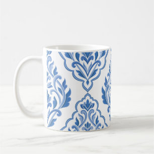 Vintages, nahtloses Muster aus blauem und weißem D Kaffeetasse