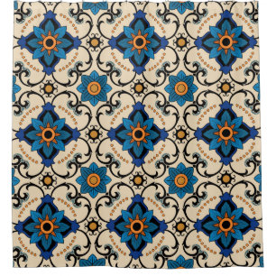 Vintages nahtloses Muster. Farbenfrohe ethnische V Duschvorhang