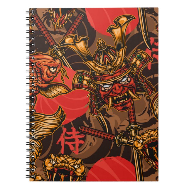 Vintages nahtloses Muster im japanischen Stil mit  Notizblock (Vorderseite)