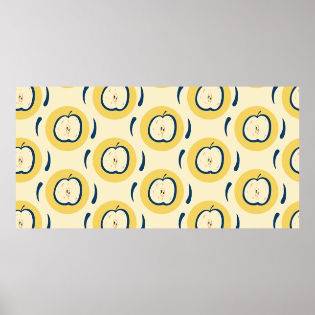 Vintages nahtloses Muster mit Apfel. Poster (Vorne)