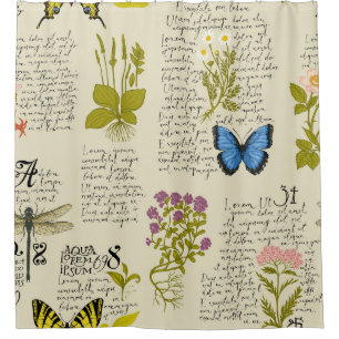 Vintages nahtloses Muster mit handgeschriebenem Te Duschvorhang