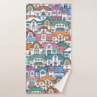 Vintages nahtloses Muster mit handgezeichneter Far Badehandtuch