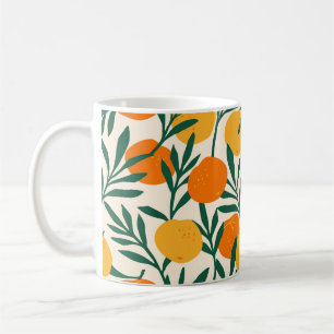 Vintages nahtloses Muster mit Mandarinen. Trendy h Kaffeetasse
