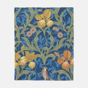 Vintages nahtloses Muster mit orangefarbener Iris Fleecedecke