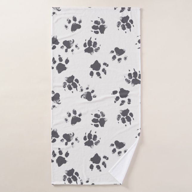 Vintages nahtloses Muster mit Pfotenfugen Badehandtuch (Badehandtuch)