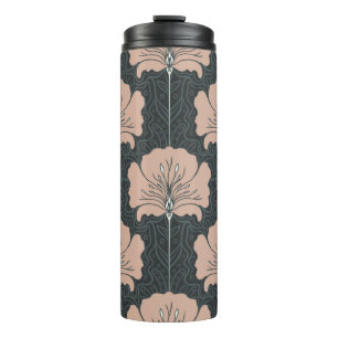 Vintages nahtloses Muster mit rosa Blume. Art. Thermosbecher