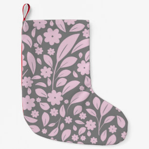 Vintages nahtloses Muster mit rosa Blume und Leder Kleiner Weihnachtsstrumpf