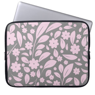 Vintages nahtloses Muster mit rosa Blume und Leder Laptopschutzhülle