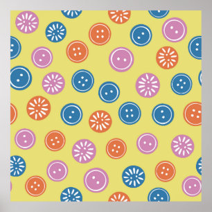 Vintages, nahtloses Muster mit Tasten auf gelben T Poster