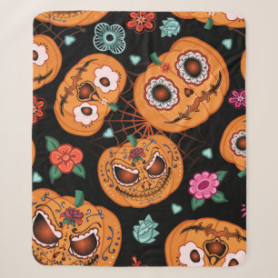 Vintages nahtloses Muster zu Halloween. Pumpkin, f Sherpadecke