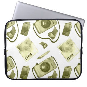 Vintages, nahtloses Sepidmuster aus Hipster Laptopschutzhülle