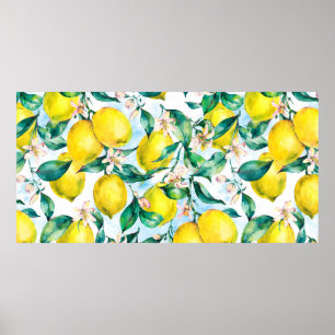 Vintages, nahtloses Wasserfarbenmuster, Feuerzweig Poster