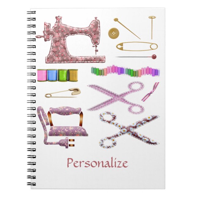 Vintages Nähzubehör für Seamstress Schneider Notizblock (Vorderseite)