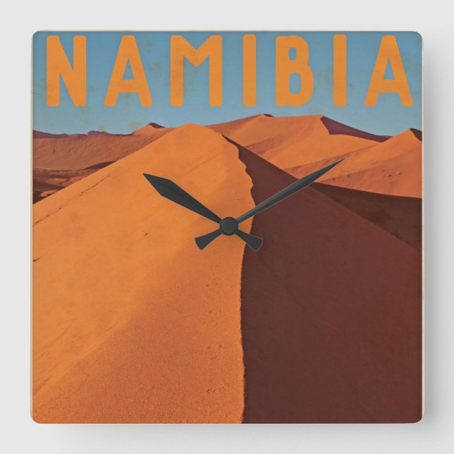 Vintages Namibia Quadratische Wanduhr (Vorderseite)