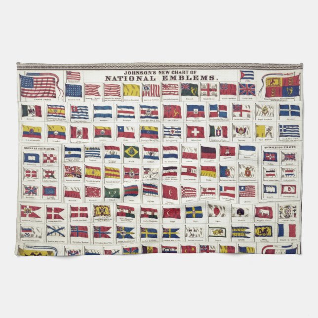 Vintages nationale Flaggen-Diagramm - geschaffen Küchentuch (Horizontal)