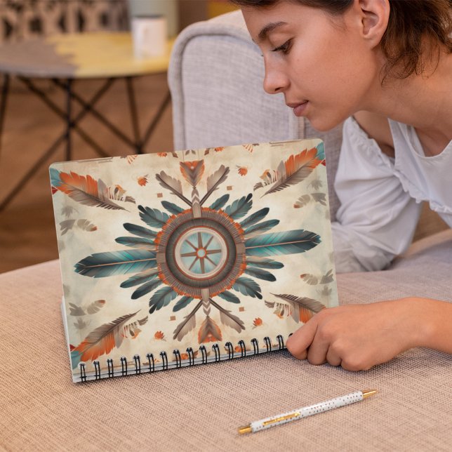 Vintages Native Feather Retro Dream Catcher Muster Notizblock (Von Creator hochgeladen)