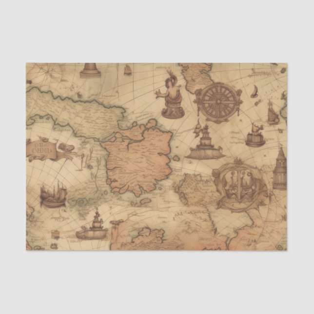 Vintages nausches Papier für antike Reisen (Vorderseite)