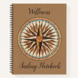 Vintages Nautic Compass Sailing Notizbuch