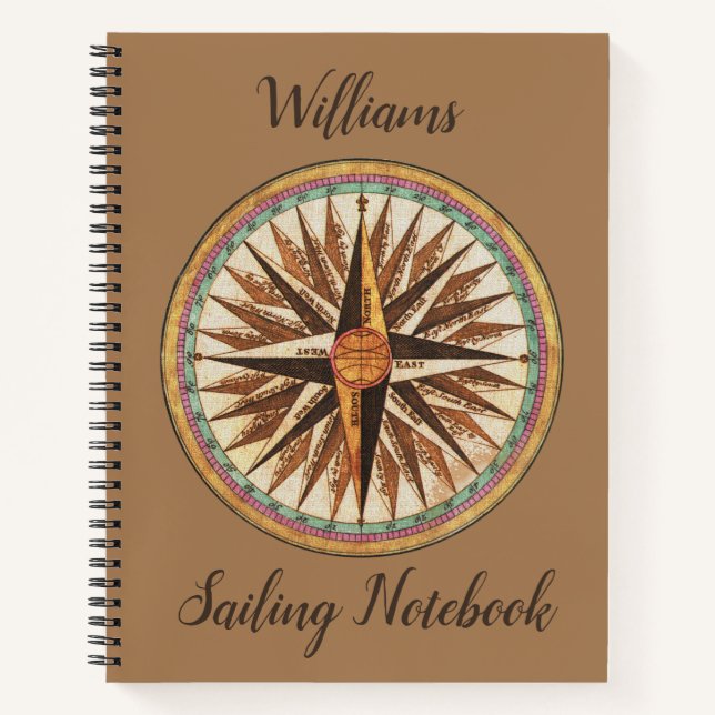 Vintages Nautic Compass Sailing Notizbuch (Vorderseite)