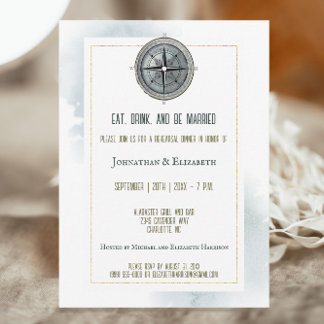 Vintages Nautical Compass Hochzeitsessen Probe Einladung