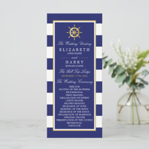 Vintages Nautical Gold Wheel, Navy & Gold Wedding Programm