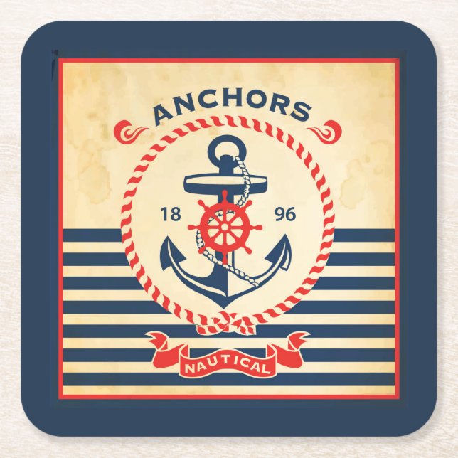 Vintages Nautikposter Rechteckiger Pappuntersetzer (Vorderseite)