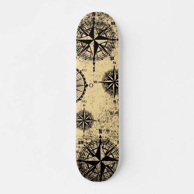 Vintages Nautische Muster Skateboard (Vorne)