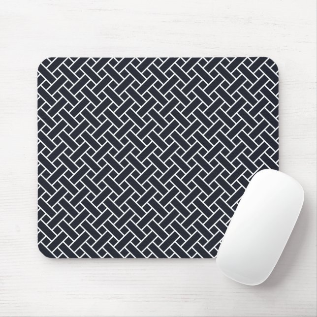 Vintages Navy Blue White Japan Weaver Muster Mousepad (Mit Mouse)